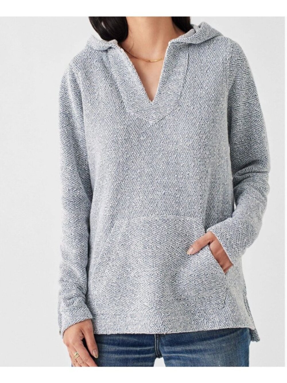 Faherty Whitewater Hoodie Womens Small Gray Hooded Sweatshirt Sweater Coastal Ca